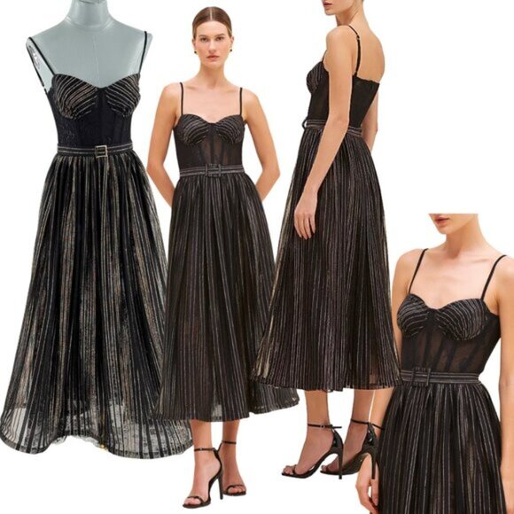 PatBO Dresses & Skirts - 🆕 PATBO 🧿 NWOT Prism Lace & Lurex Metallic Thread Midi-Dress, Sz BR 36 US 4